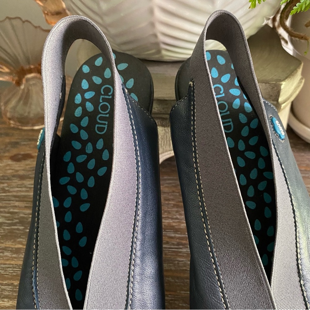 Cloud‎ Caliber Slingback Flat Sandals Wedge Heel Leather Elastic Womens 37/6.5-7 - Picture 8 of 13